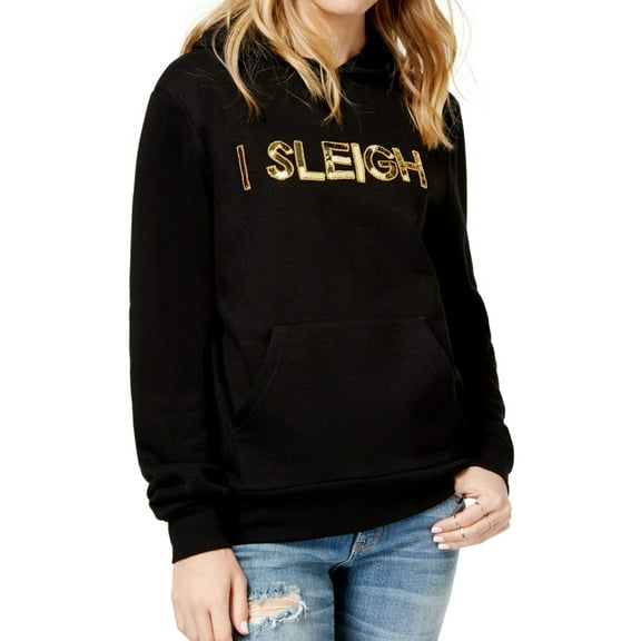 Bow & Drape Womens Sleugh Hoodie Sweatshirt, Black, Medium
