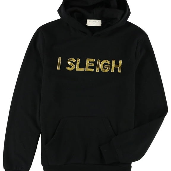 Bow & Drape Womens Sleugh Hoodie Sweatshirt, Black, Medium