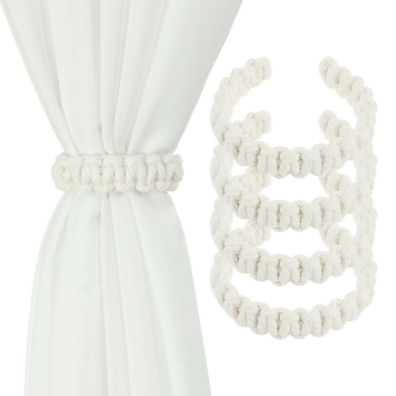 4 Pcs Curtain Tiebacks Cotton Rope Curtain Ties Decorative Handmade Braided Drapery Tiebacks Multipurpose Curtain Holdbacks for Home Bedroom Office Patio