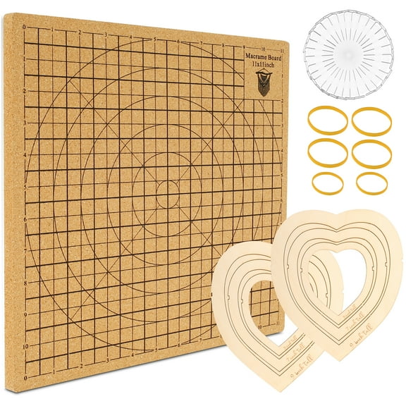 Macrame Board Set with Pins Double Sided Macrame Project Board Grids Wood Macrame Cork Board Lightweight Macrame Craft Board for Braiding Craft Bracelet Scarves