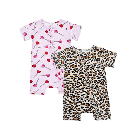 Bow Dream Baby Girl Romper 2 pack Bamboo Rayon Baby Clothes Baby Girl Short Sleeve Jumper Baby Girls’s One-Piece Rompers Summer 18-24 Months