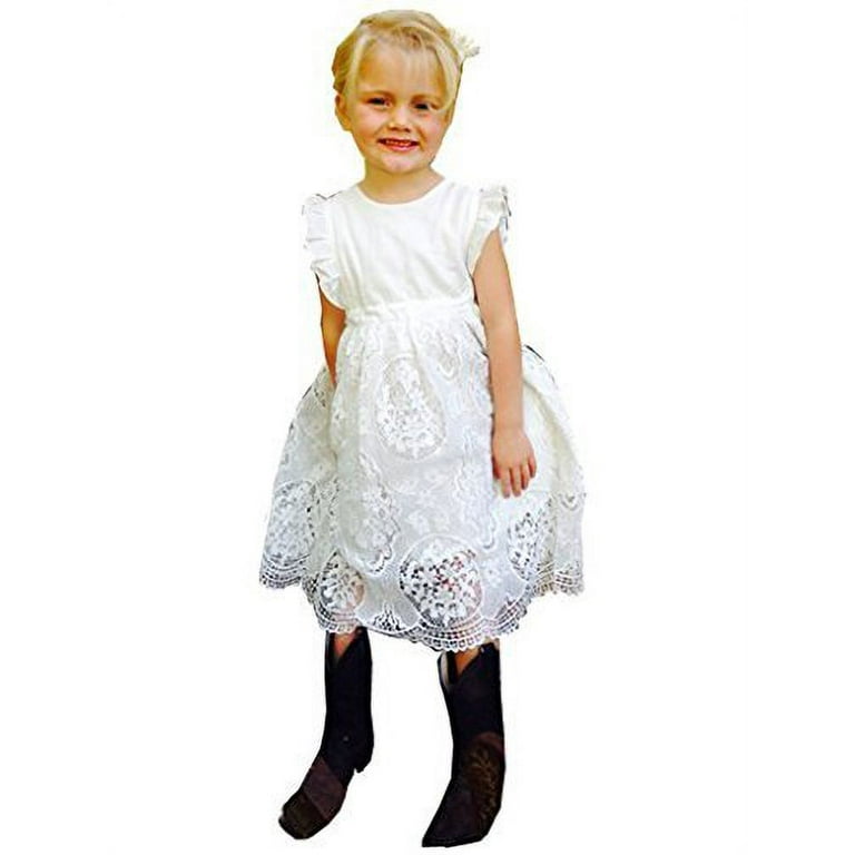 Bow Dream Flower Girl s Dress Vintage Lace Off White 7