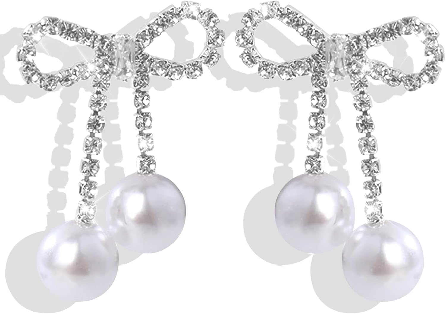FKECVIS Bow Earrings For Women - Cute Bowknot Pearl Drop Dangle Earrings, Wedding Party Daily Jewelry Gift
