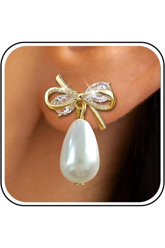 Bow Earrings for Women Trendy Stuff Cute Bow Pearl Drop Dangle Earrings Bowknot Stud Wedding Party Daily Jewelry Accessory Gifts[m0807]
