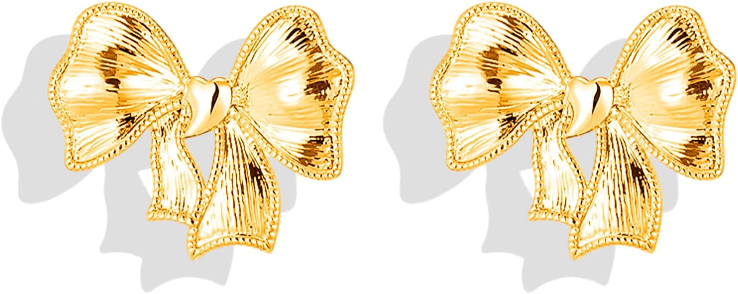 Bow Earrings For Women Trendy Cute Bow Pearl Drop Dangle Earrings Bowknot Stud Jewelry Gift