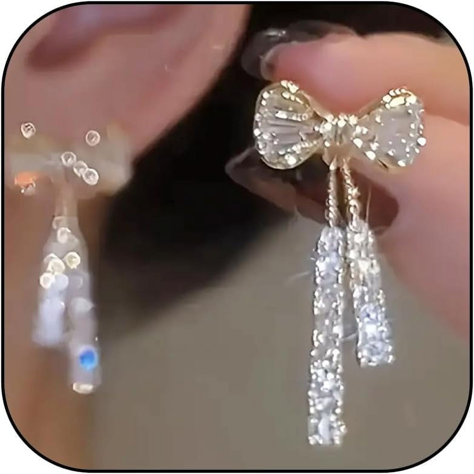 Silver Bow Earrings For Women Trendy Stuff Cute Bow Pearl...