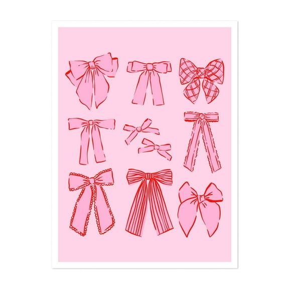 Bow Elegance Collection - Digital Art Pattern Illustration Whimsical Fashion Unframed Wall Art Print 16 x 20 inches