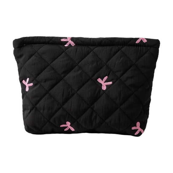 Bow Embroidered Dumpling Makeup Bag for Cosmetic Storage and Fashionable Toilet Organization