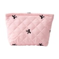 thumbnail image 1 of Bow Embroidered Makeup Bag Fashionable Toiletry Organizer Portable Cosmetic Pouch For Women Travel, 1 of 9