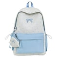thumbnail image 1 of Bow Embroidery School Backpack, Star Print Backpack with Mini Pendant Bag, Lightweight Loptop Backpack for Travel Shopping (Blue), 1 of 7
