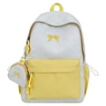 thumbnail image 1 of Bow Embroidery School Backpack, Star Print Backpack with Mini Pendant Bag, Lightweight Loptop Backpack for Travel Shopping (Yellow), 1 of 9