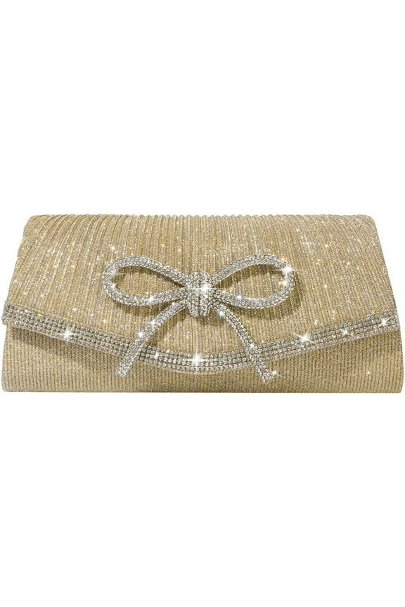 Bow Evening Bag Sparkly Clutch Purses for Women Wedding Glitter Rhinestone Party Prom Purse Dressy Clutch Bags
