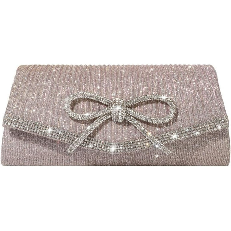 Quiz Silver Diamante Bow Bag Quiz Silver Diamante Bow Bag