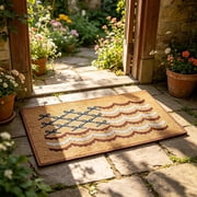 Bow Flag Coir Outdoor Doormat, 48 x 30 4th of July Door Mat, Patriotic Coir Doormat Welcome Mat for Independence Day Porch Decor