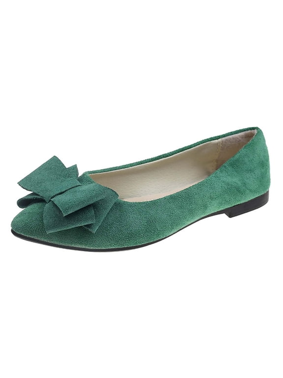 Bow Flats for Women , Classic Ballerina Slip on Formal Casual Pumps Comfortable Ballet Dressy Work Flat Pointed Toe Office Shoes Solid Color Loafers Fashion Shoe