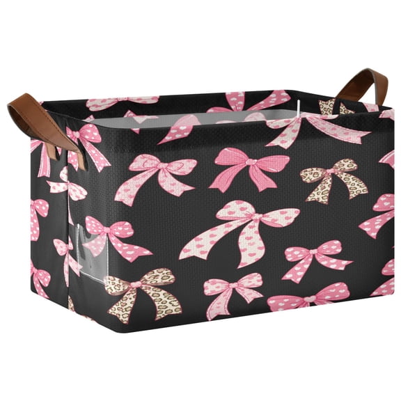 Bow Foldable Storage Large Fabric Storage Baskets Organizer Storage Bins with Handles for Shelves