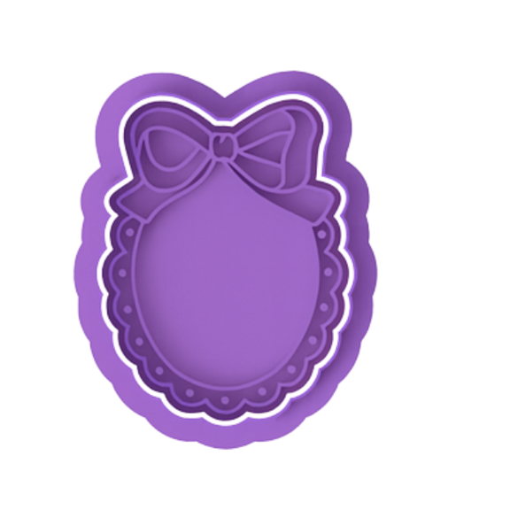 Bow Frame Cookie Cutter & Stamp with Size Options