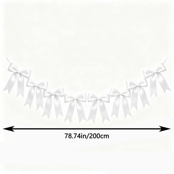 Bow Garland, 8 Pcs Versatile Satin Ribbon Oversized Curved Arch Hanging Bow Garlands Decoration with Pointed Streamers, Soft Long-Lasting Ornaments for Birthday, Bridal Shower, Wall Decor