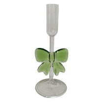 Bow Glass Taper Candle Holder Valentine’s Ornament,Clear Festive Candle Base Candlestick Table/Mantel Romantic Decor for Candlelight Dinner Decoration