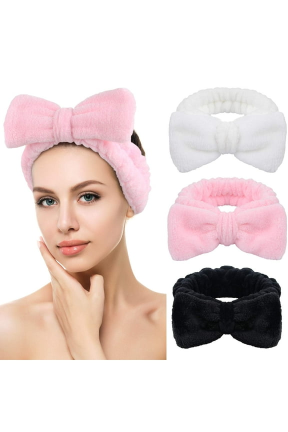 Bow Hair Bands Headband for Washing Face Makeup Headband For Women 3Pack