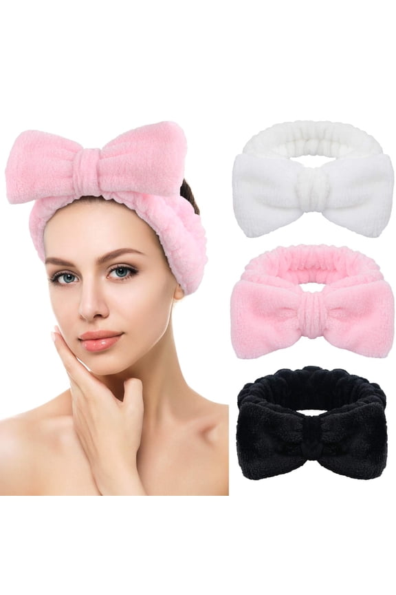 Bow Hair Bands Headband for Washing Face Makeup Headband For Women 3Pack