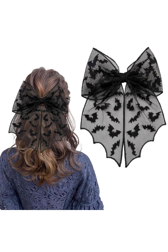 Bow Hair Clip Hair Barrettes Alligator Clips Mesh Lace Bowknot Halloween Hair Accessories for Women Girls