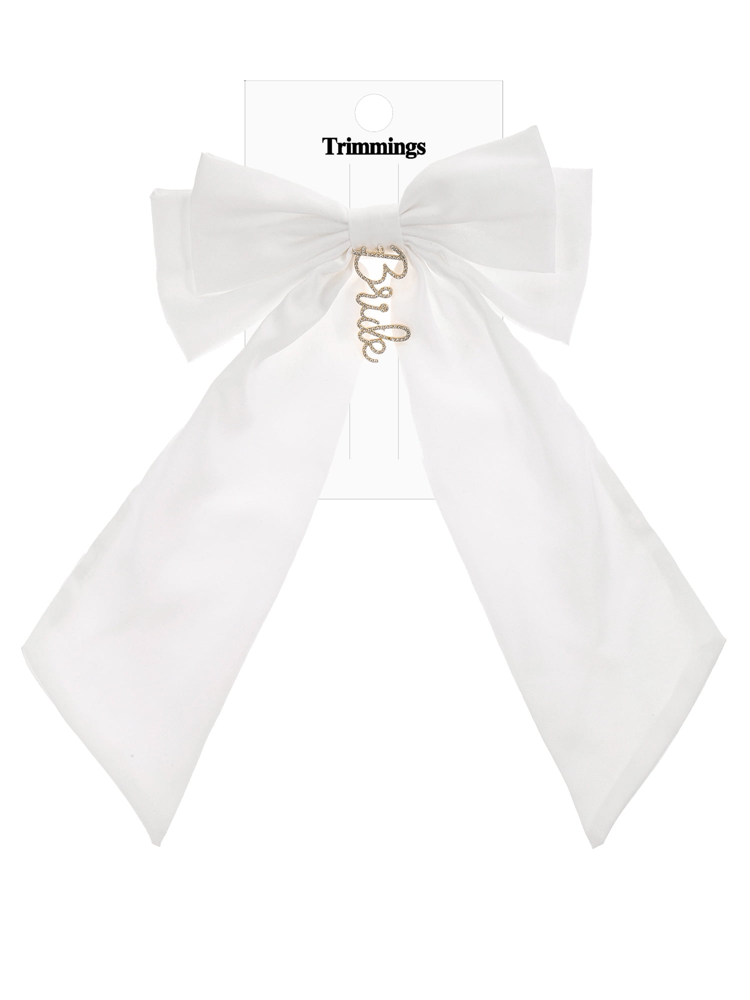 Bow hair clip with bride charm, White, 1 piece by Trimmings
