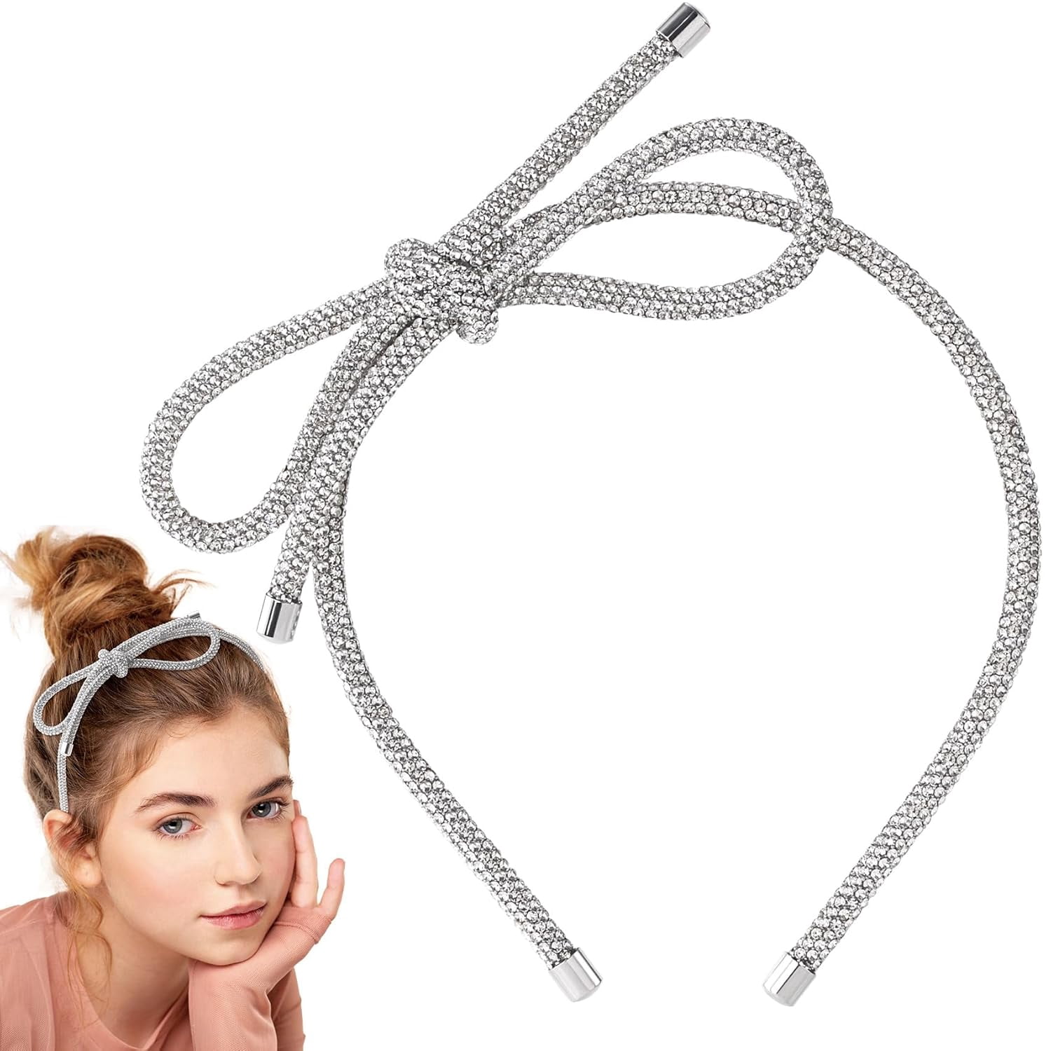 Simons Silver Bow Hair Accessory Set Hair Bows in Hair Accessories | Silver - Walmart.com main image 2