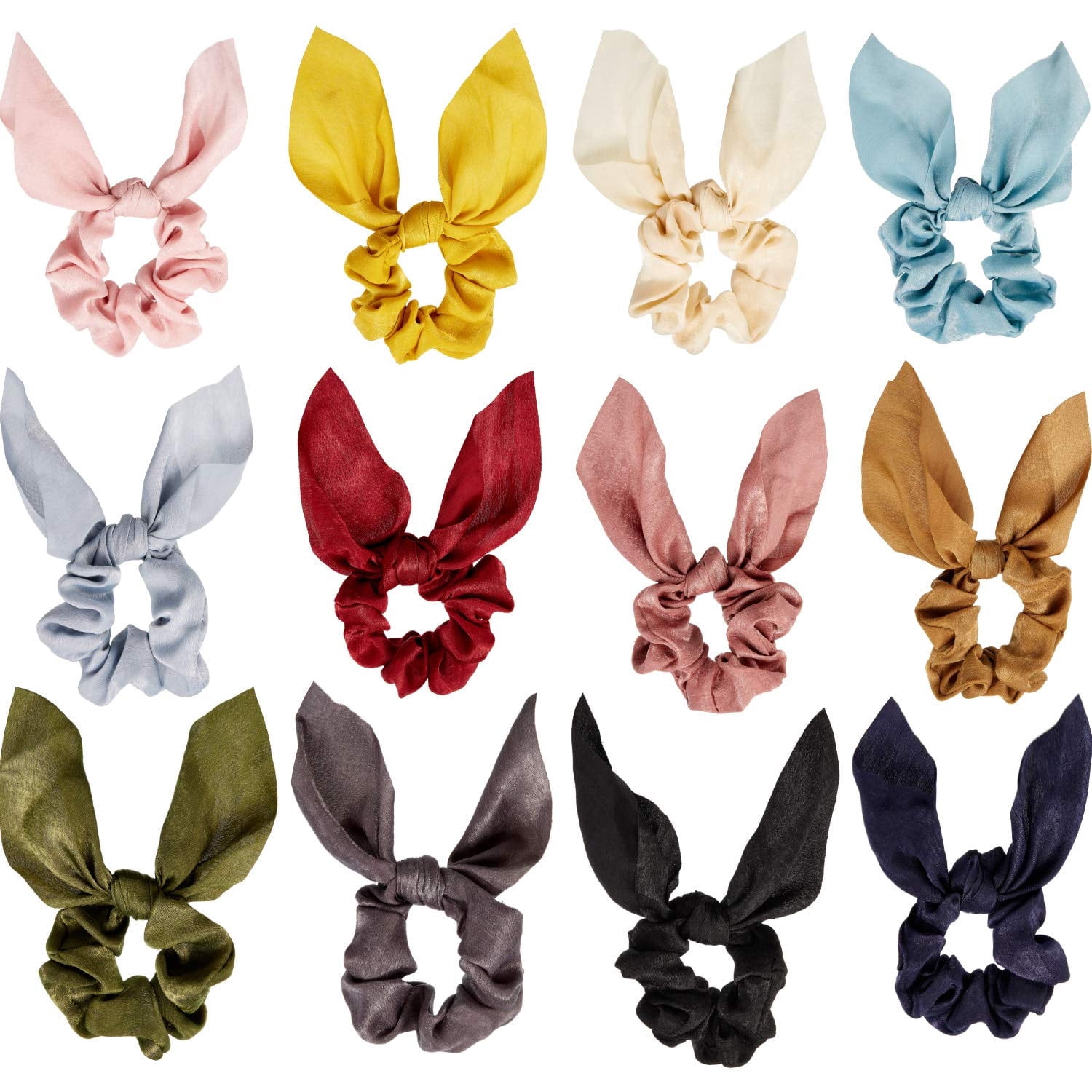 Bow Hair Scrunchies Bunny Ear Scrunchies Silk Bowknot Bobbles Elastic Hair Ties Ponytail Holder for Women