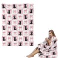thumbnail image 1 of Bow Halloween Blankets And Throws Soft Flannel Blanket For Girls And Women Cute Bow Pumkin Bat Cat Blankets For Bed Sofa Couch Chair Soft Halloween Decor, 1 of 4