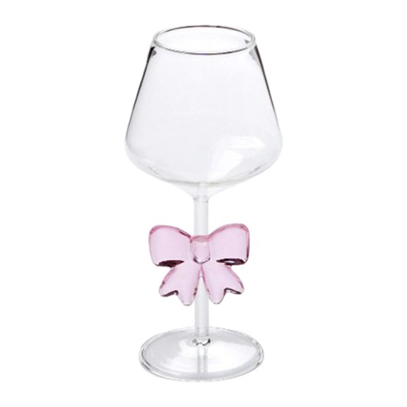 Bow Handle Wine Glasses Clear Glass Goblet with Elegant Bowknot Design for Weddings Engagements Bachelorette Parties