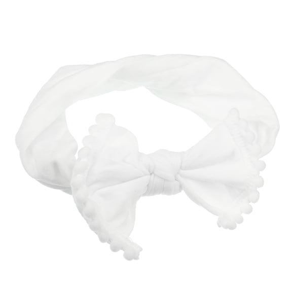 Bow Headband Fashion Cute Cotton Hair Band for Teenager White 6.3Inch