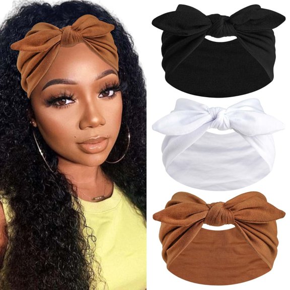 Bow Headbands for Women Wide Headbands Elastic Headwraps Knotted Hairband Rabbit Ears Turban Headband Non Slip Boho Bandana Headband Cute Head Wraps Workout Yoga