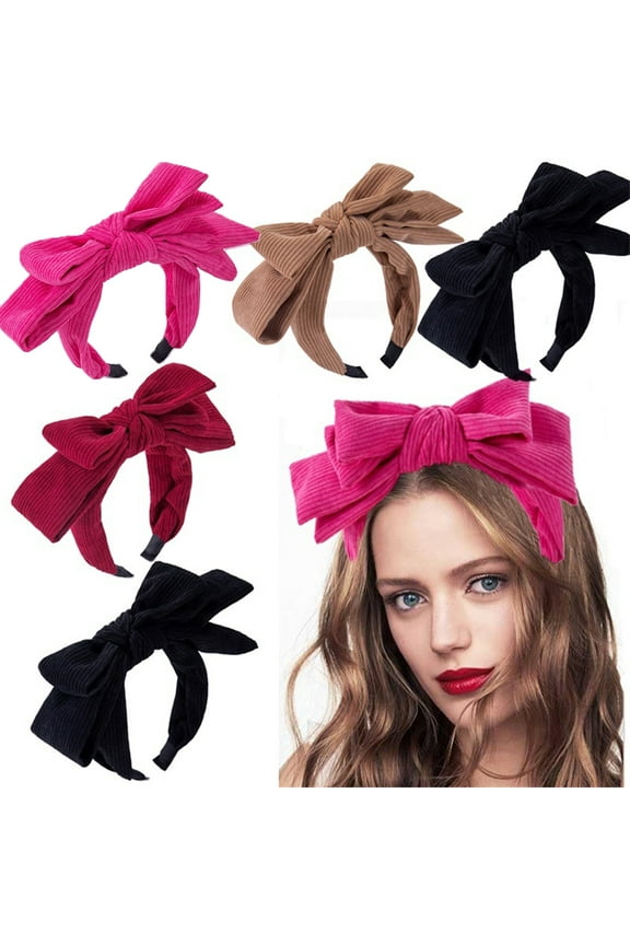 Bow Headbands for Women Double Layer Bow Knotted Headband Top Knot Turban Hair Accessories for Girls