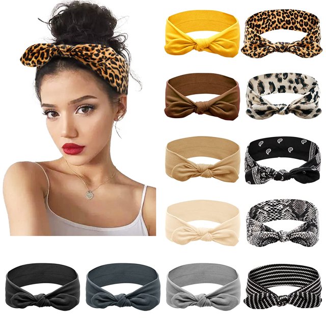 Bow Headbands for Women Elastic Headwraps Hair Band Knotted Headband Rabbit Ears Turban Fashion