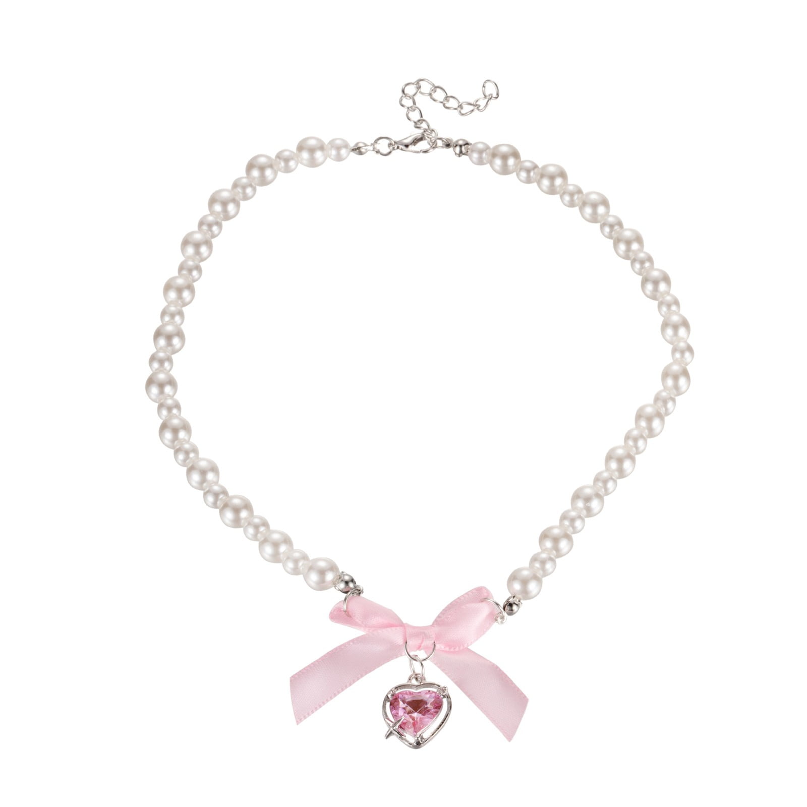 ●VVV● Heart Smile Lucky Ball Pearl Bead Necklace 22FWNK069 HEART SMILE LUCKYBALL PEARL BEADS NECKLACE - VVV | 60