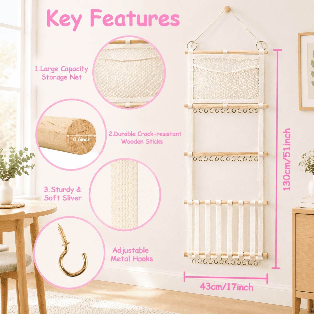 Bow Rack For Storage Bow Holder For Hair Bows 52x17 Inch Beige Clip Organizer - Walmart.com