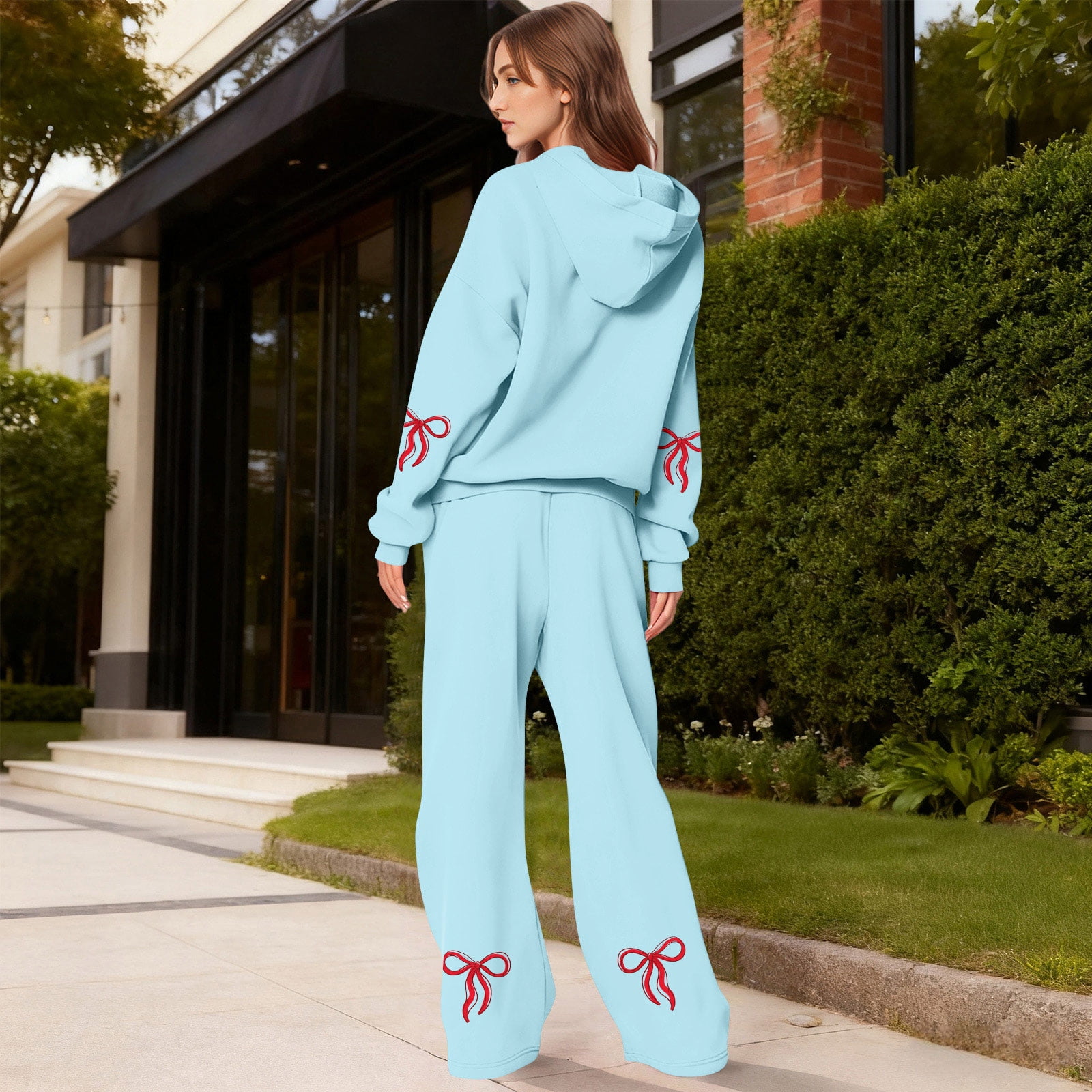 Bow Hoodie and Sweatpants Set for Women Bow Sweat Set for Women