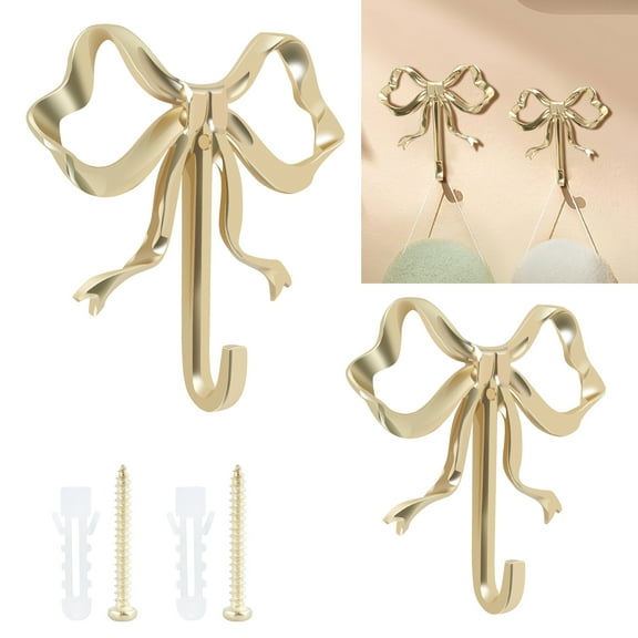 Bow Hook Decorative Bow Wall Hook Delicate Bow Coats Hook Brass Bow Knot Hook Beautiful Bowknot Wall Hook Practical Bow Door Hook Stylish Bow Hat Hook for Home Office