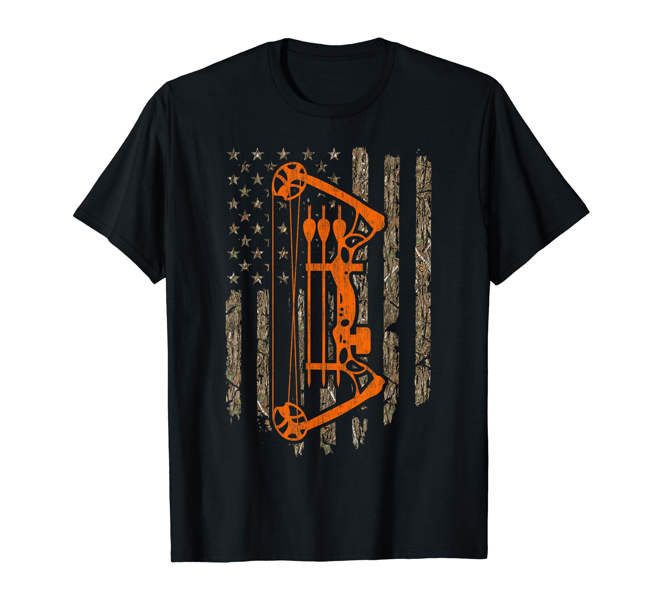 Bow Hunting American Flag Archery Bowhunter Tree Camouflage T-Shirt ...