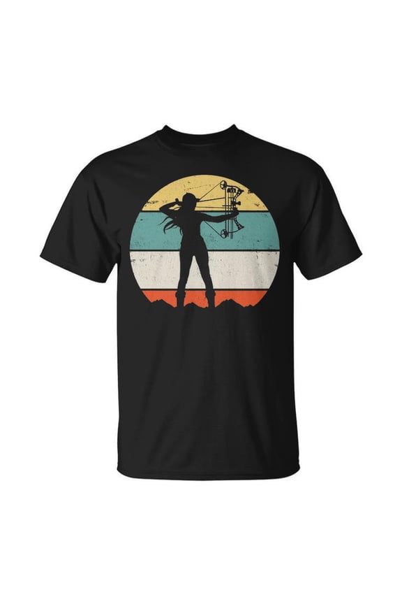 Bow Hunting Archery Graphic Cotton Tee Unisex Adult Casual Outdoor Sportsman Hunter Comfortable T-Shirt for Everyday Wear, Size M, Color Black