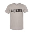 thumbnail image 1 of "Bow Hunting Shirt, Addicted, Hunting Shirt, Unisex Fit, Gift For Him, Sublimated Design, Hunting And Fishing, Archery Shirt, Hunting Gift, Heather Stone, SMALL", 1 of 1