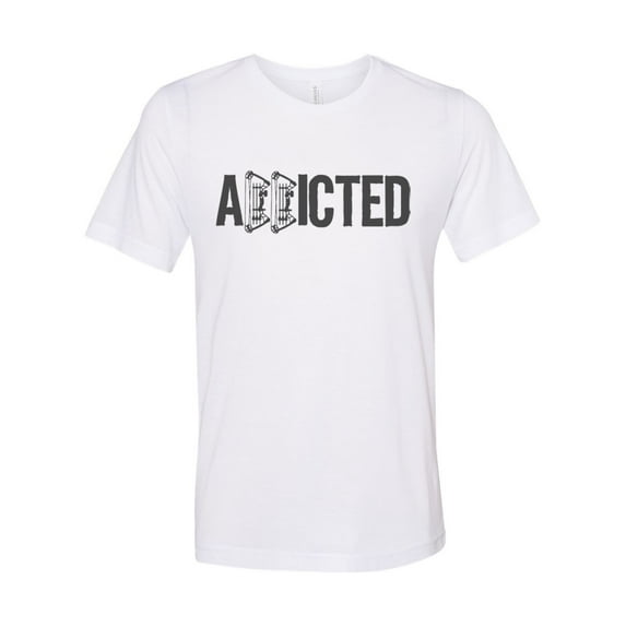 "Bow Hunting Shirt, Addicted, Hunting Shirt, Unisex Fit, Gift For Him, Sublimated Design, Hunting And Fishing, Archery Shirt, Hunting Gift, White, MEDIUM"