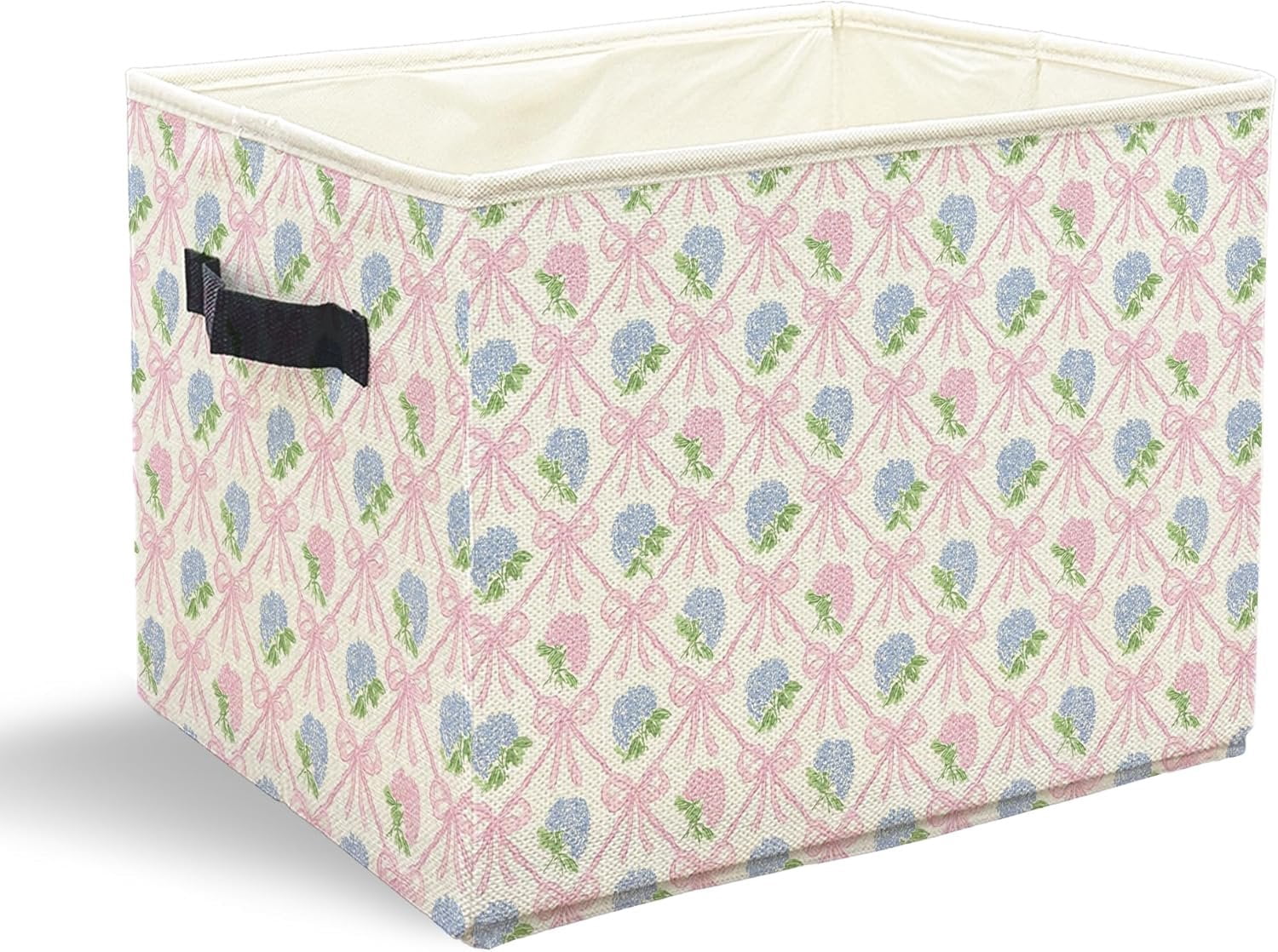 Bow Hydrangea Floral Storage Bins with Handles, and Blue ...