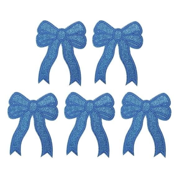 Glitter Bow Iron on Patches Sequin Sew on Bows Embroidered Applique Fit for Jeans Jackets Women Clothes Hats Backpacks Blue