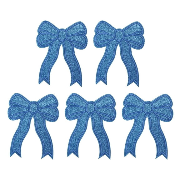 Glitter Bow Iron on Patches Sequin Sew on Bows Embroidered Applique Fit for Jeans Jackets Women Clothes Hats Backpacks Blue