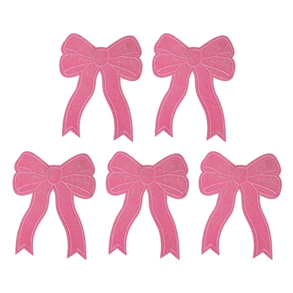 Glitter Bow Iron on Patches Sequin Sew on Bows Embroidered Applique Fit for Jeans Jackets Women Clothes Hats Backpacks Pink