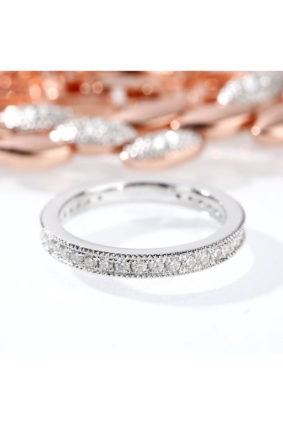 1.47 Ct Round Cut Diamond Eternity Engagement Rings for Women's - 14K White Gold Plated Gorgeous Rings - Wedding Diamond Rings - Anniversary Gift for Women's - Birthday Gifts