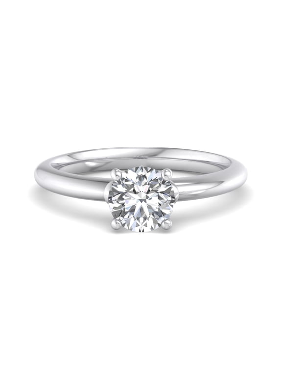 1.5 Ct Round Cut Lab-Created Simulated Diamond Ring, 14K White Gold Plated, Elegant Solitaire Engagement Ring for Women