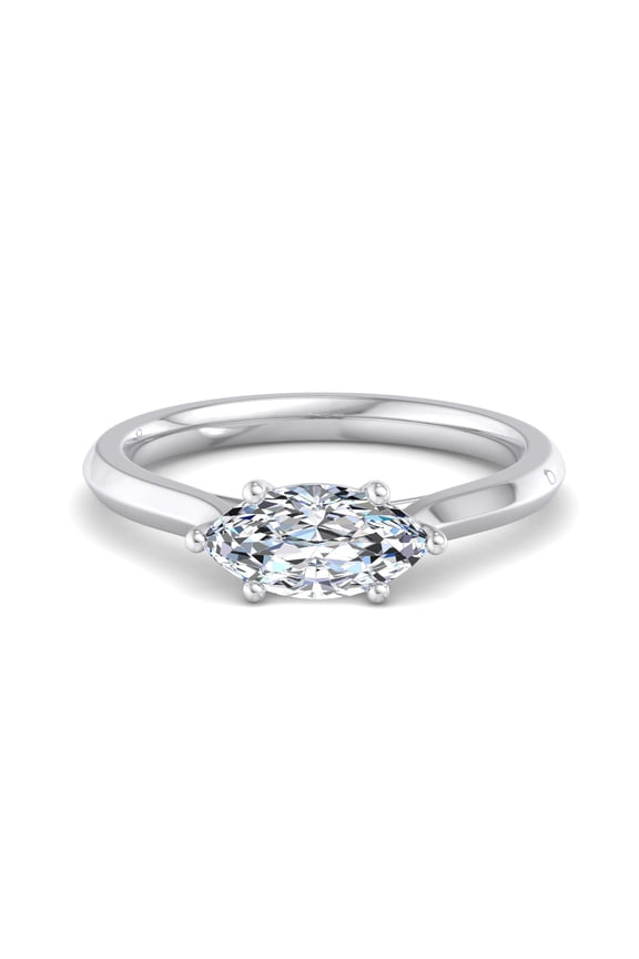 1.6 Ct Marquise Cut Lab Created Diamond Engagement Ring - East West Style in 14K White Gold Plated - Unique Gift for Her - A Beautiful Mark of Your Promise